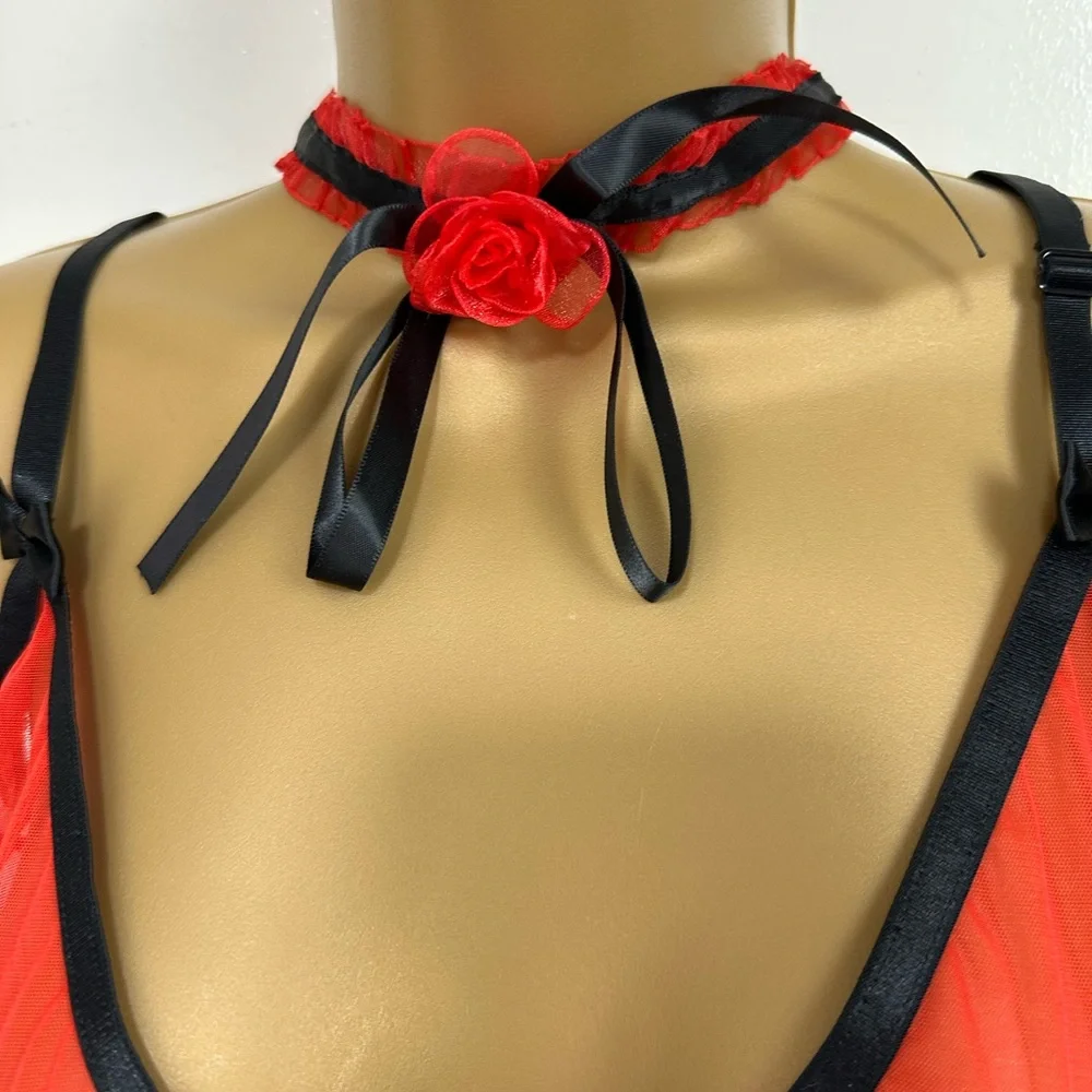 Sugar Thrillz X Dolls‎ Kill Red Riviera Bliss RIVIERA BLISS Lingerie Set NWT XL